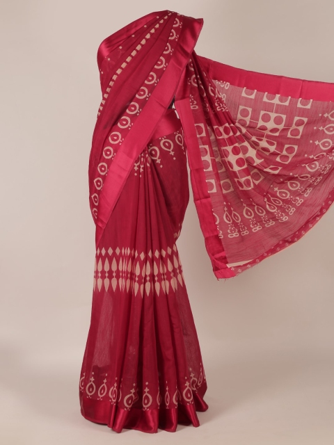 

Pothys Maroon Printed Jute Silk Saree