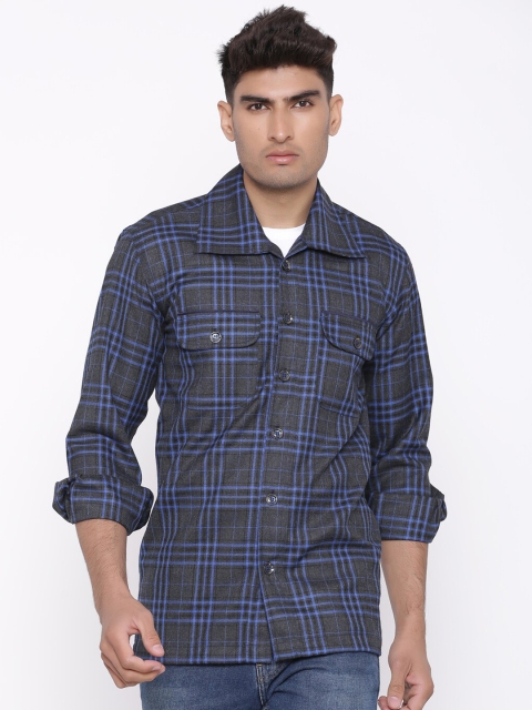

Tistabene Men Grey & Blue Regular Fit Checked Casual Shirt