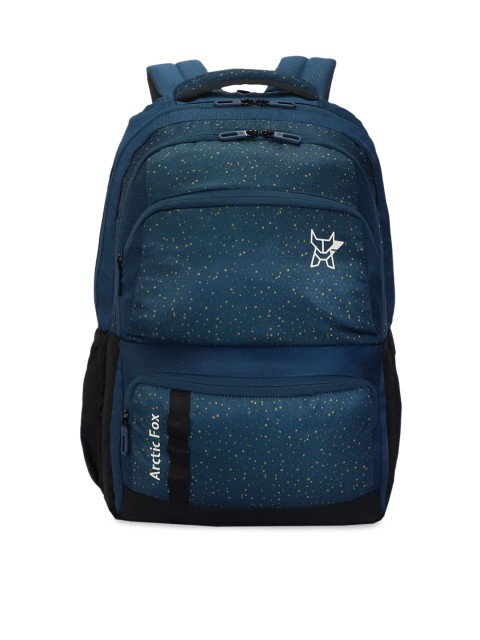 

Arctic Fox Unisex Blue & Black Printed Gold Mine Deep Dive Sustainable Laptop Backpack