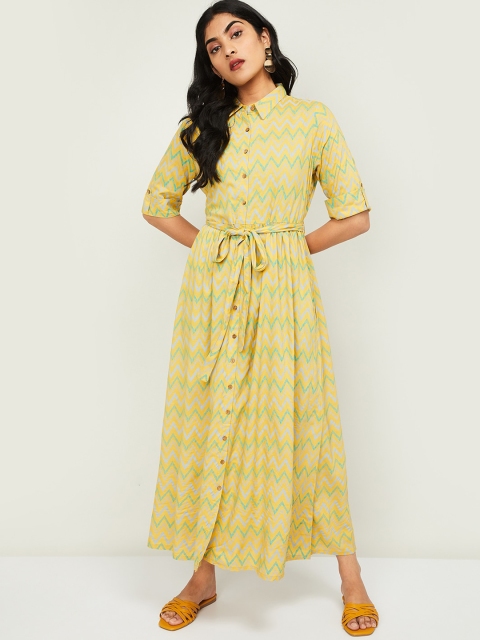 

Colour Me by Melange Women Yellow Printed Shirt Dress