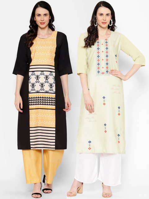 

7Threads Women Multicoloured Printed Straight Kurta, Multi