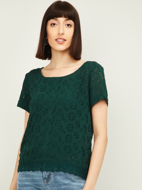 

CODE by Lifestyle Women Green Self Design Top