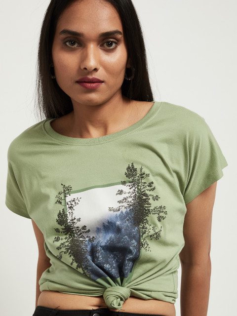 

max Women Green Printed Top