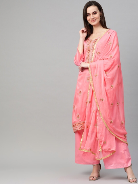 

Ishin Women Pink Embroidered Unstitched Dress Material