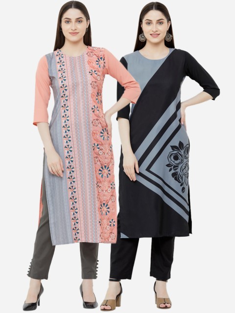 

7Threads Women Pack Of 2 Multicoloured Printed Straight Kurtas, Multi