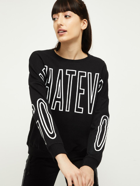 

max Women Black Printed Sweatshirt
