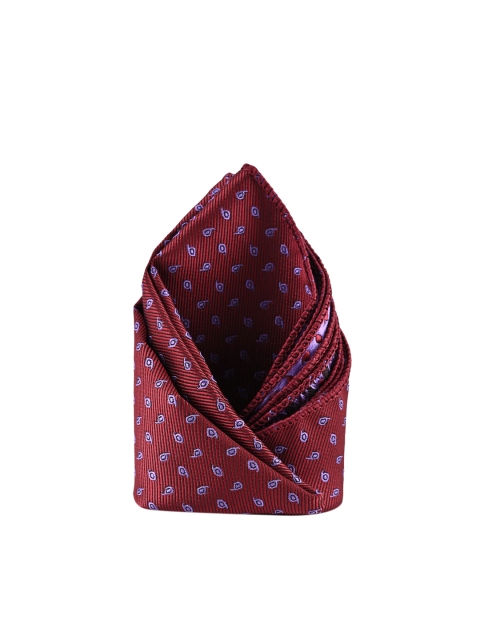 BuckleUp Men Red & Blue Self Design Pocket Square