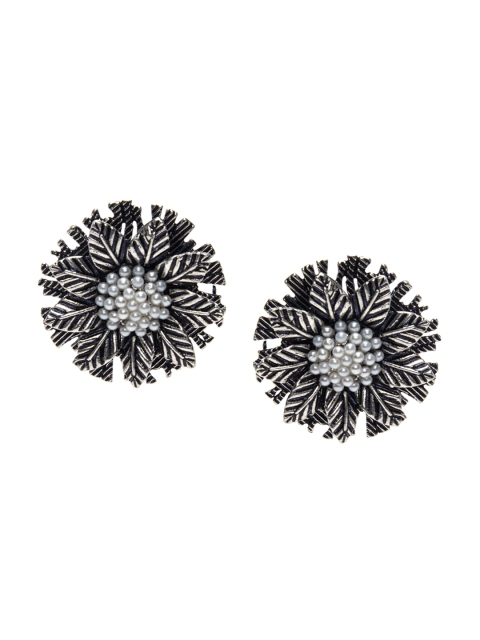 Alankruthi Silver-Toned Contemporary Studs