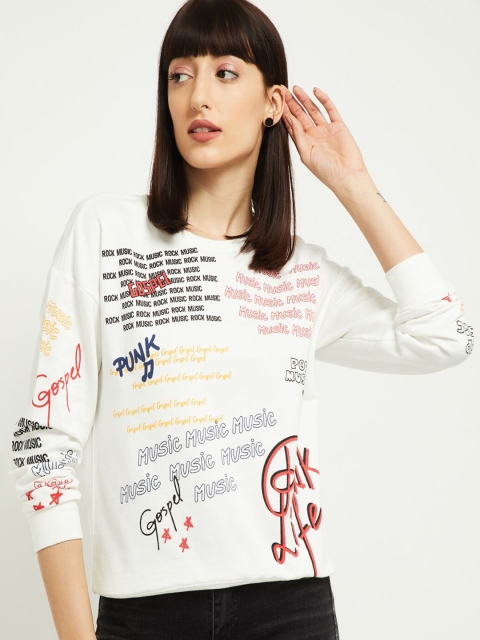 

max Women Cream-Coloured Printed Sweatshirt