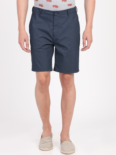 

Breakbounce Men Navy Blue Solid Slim Fit Regular Cotton Shorts