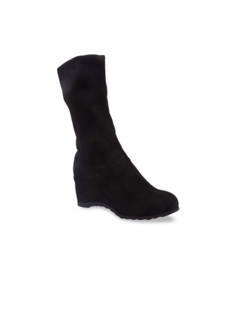 

Sole To Soul Women Black Solid Heeled Boots