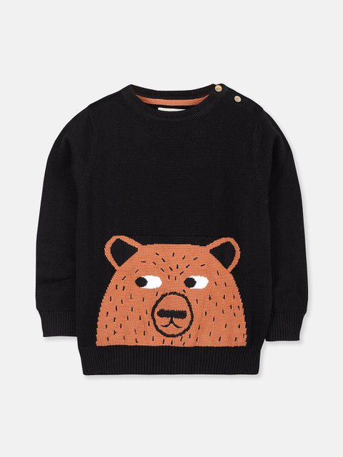 

Cherry Crumble Boys Black & Brown Bear Patterned Pullover Sweater
