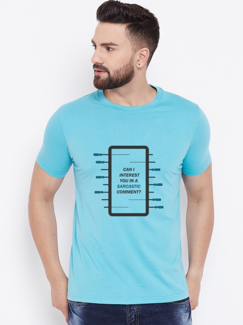 

wesquare Men Blue Printed Round Neck T-shirt