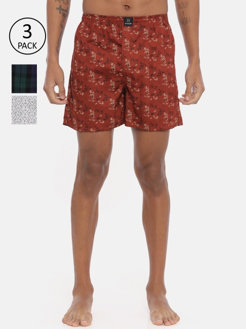 

IMYOUNG Men Pack Of 3 Printed Pure Cotton Boxers IMYBXRPK362, Grey