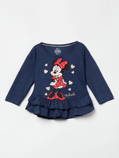 

max Girls Blue Printed Tiered Pure Cotton Top