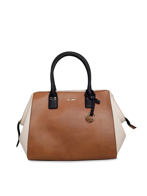 

ALDO Brown Colourblocked Structured Handheld Bag with Tasselled