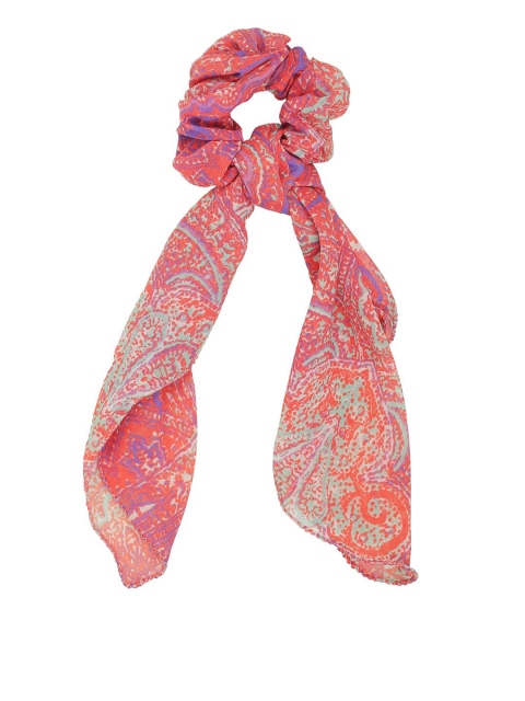 

ONE on ONE Women Peach Coloured & Blue Printed Scarf Scrunchy