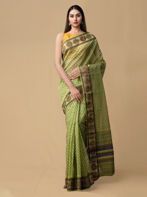 

Unnati Silks Green Woven Design Banarasi Saree