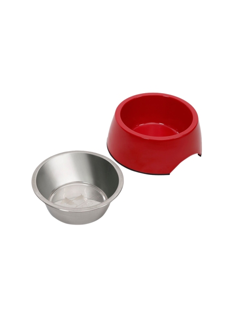 

Heads Up For Tails Red & Steel-Toned Anti-Skid Toothsome Meal Dog Food Bowl