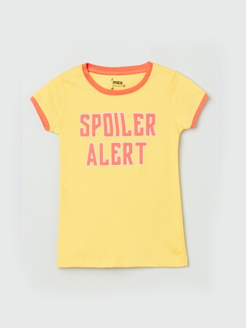 

max Girls Yellow Printed Pure Cotton Top