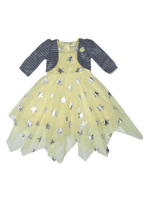

Doodle Girls Yellow Printed A-Line Dress
