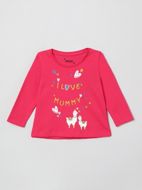 

max Girls Pink Printed Pure Cotton Top