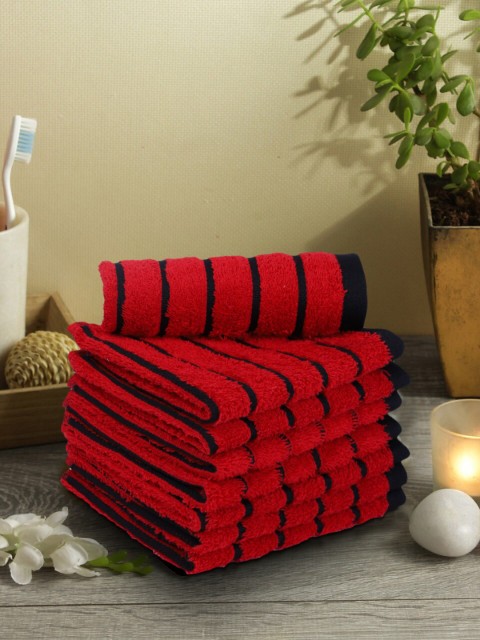 

BIANCA Set Of 4 Red & Black Striped 450 GSM Face Towels