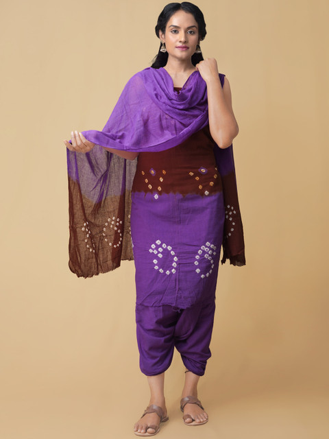

Unnati Silks Women Purple & Brown Printed Unstitched Dress Material