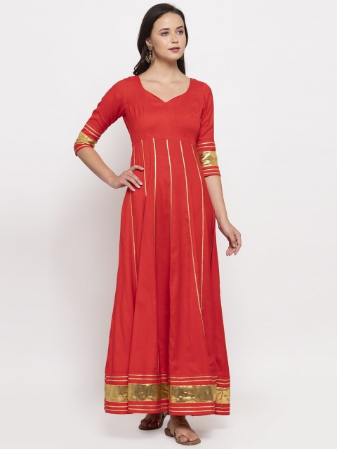 

DUGRI BE THE ONE Women Red Solid Fit and Flare Cotton Dress