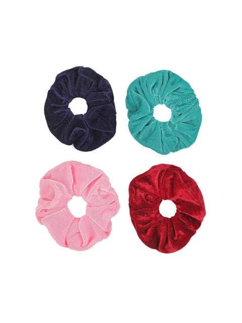 

ONE on ONE Women Set Of 4 Red & Pink Solid Ponytail Holders