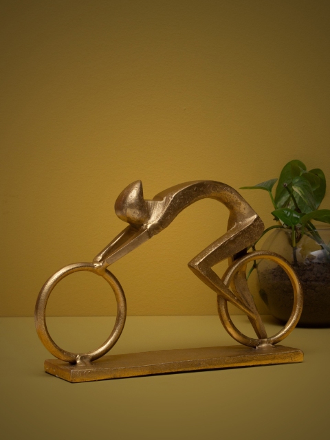 

CASA DECOR Gold-Toned Man on Two Wheels Sustainable Showpiece
