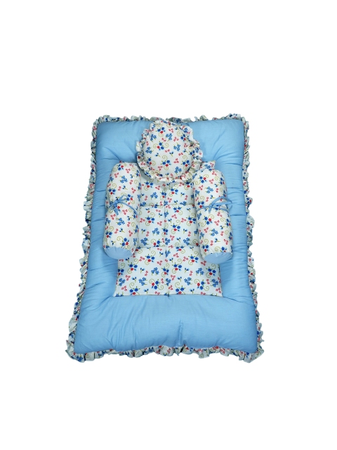 

mittenbooty Infants Blue Printed Baby Bolster Bed Set