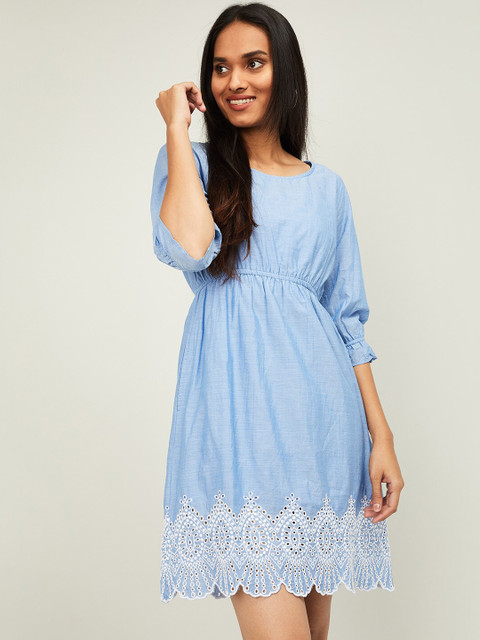 

Fame Forever by Lifestyle Women Blue Solid Fit and Flare Dress