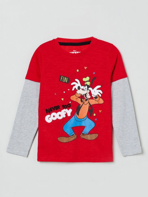 

max Boys Red Printed Round Neck T-shirt