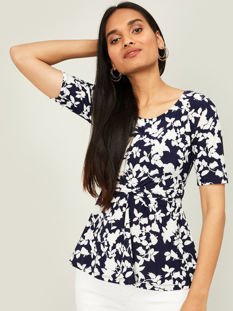 

CODE by Lifestyle Women Navy Blue Printed Top