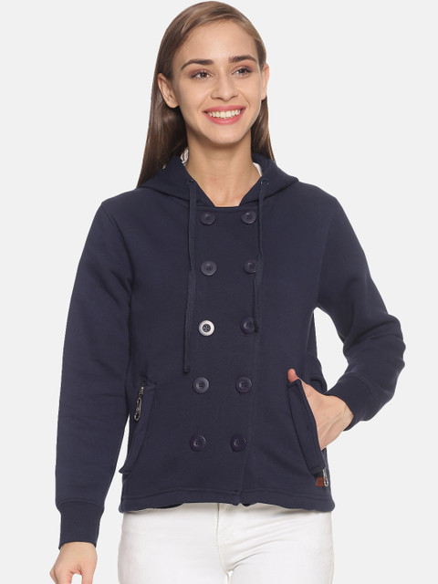 

Campus Sutra Women Navy Blue Solid Windcheater Tailored Jacket