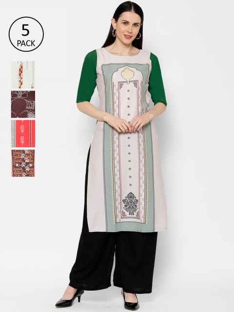 

7Threads Women Pack Of 4 Multicoloured Printed Straight Kurtas, Multi