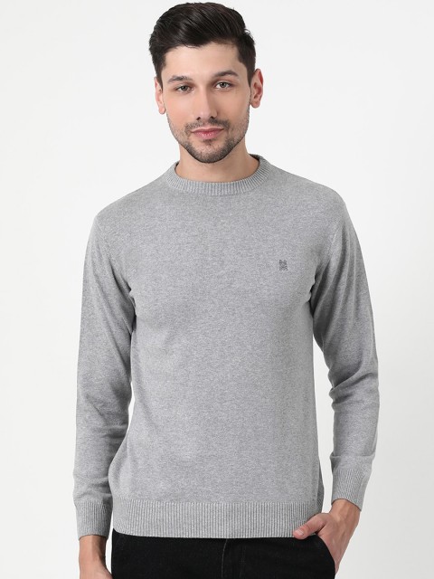 

Monte Carlo Men Grey Solid Pullover Sweater