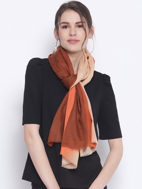

Tossido Unisex Brown & Orange Ombre Sustainable Indo Western Pure Cashmere Wool Stole