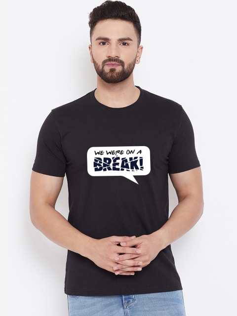 

wesquare Men Black Printed Round Neck T-shirt