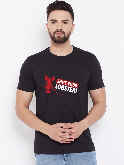 

wesquare Men Black Printed Round Neck T-shirt