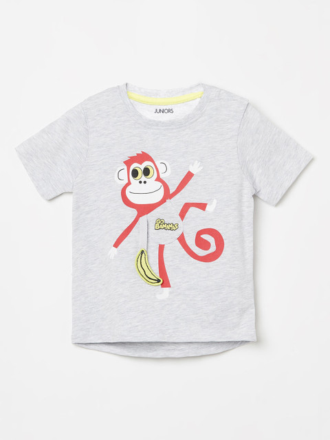 

Juniors by Lifestyle Boys Grey Melange Printed Round Neck T-shirt