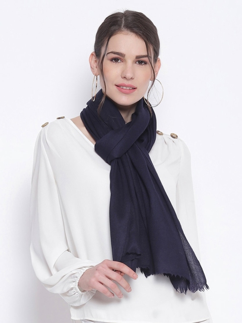 

Tossido Unisex Navy Blue Solid Sustainable Woolen Stole