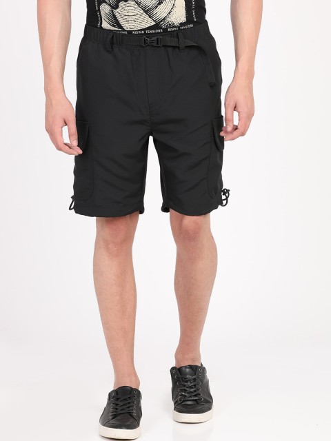 

Breakbounce Men Black Solid Slim Fit Cargo Shorts