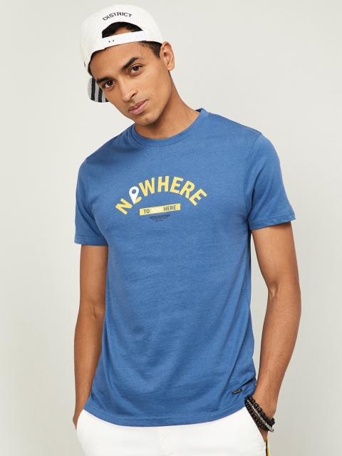 

Bossini Men Blue Printed Round Neck T-shirt