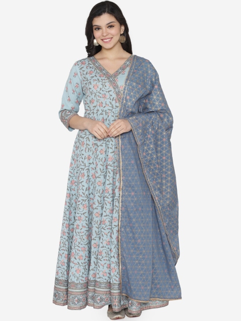 

TARA-C-TARA Women Blue Printed Maxi Dress