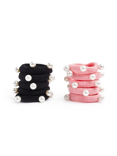 

Toniq Kids Girls Set Of 10 Embellished Ponytail Holders, Pink