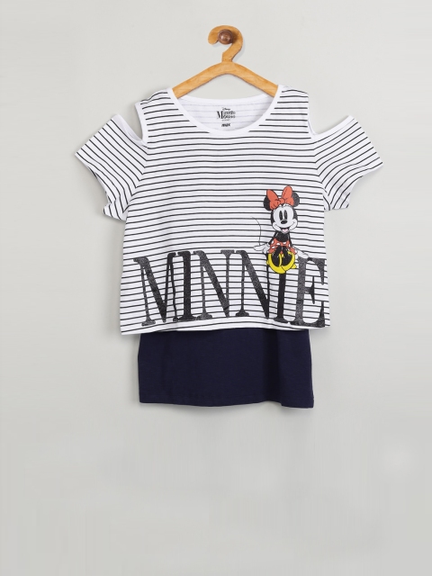 

max Girls Navy Blue Minnie Mouse Printed Top