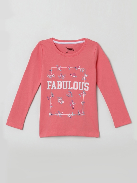 

max Girls Pink & Off-White Printed Top