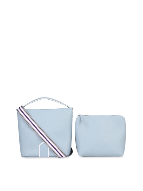 

Addons Blue Solid Hobo Bag With Pouch